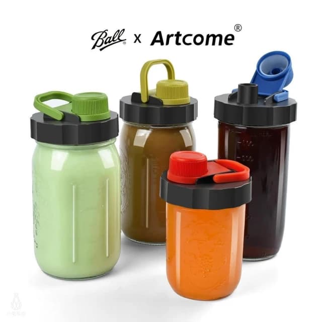 【Ball 梅森】Artcome 旋轉式提把寬口梅森罐-任選 (飲料杯/隨行杯/萬用收納罐/保鮮罐/密封罐/梅森杯/環保杯)
