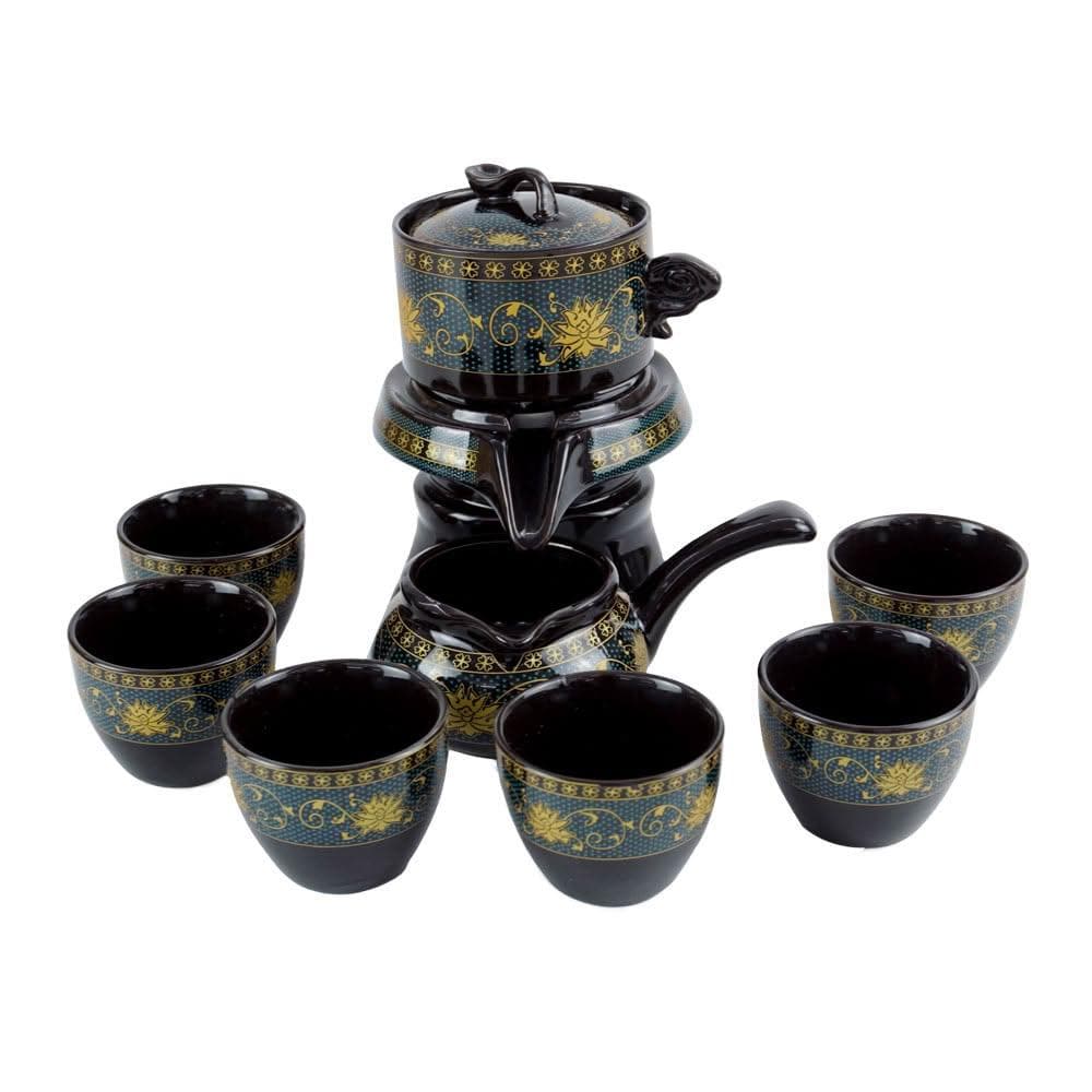 半自動茶具組 茶道泡茶器 泡茶禮盒 中式茶具套組 陶瓷琺瑯彩茶具 泡茶器 公杯 品茗杯 茶具禮盒 品茶組165-TA6S