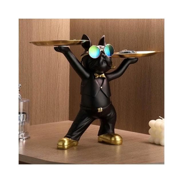 免運戴墨鏡酷狗鬥牛犬託盤創意擺件玄關茶几收納裝飾結婚喬遷新居禮物