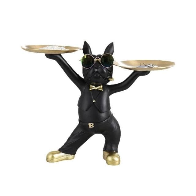 免運戴墨鏡酷狗鬥牛犬託盤創意擺件玄關茶几收納裝飾結婚喬遷新居禮物