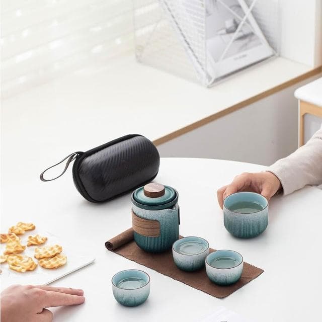 磨砂感旅行茶具組 攜帶式茶具 快客杯組 便攜式旅行茶具 戶外泡茶具 隨身茶具 功夫茶具 露營茶具茶壺 便攜茶具茶具組