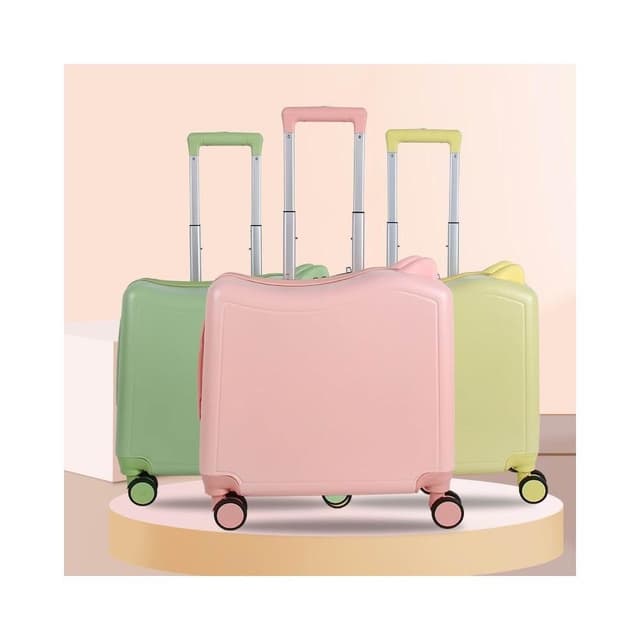 新款20寸可坐騎行兒童行李箱 可愛貓耳朵拉杆箱 密碼鎖萬向輪旅行箱