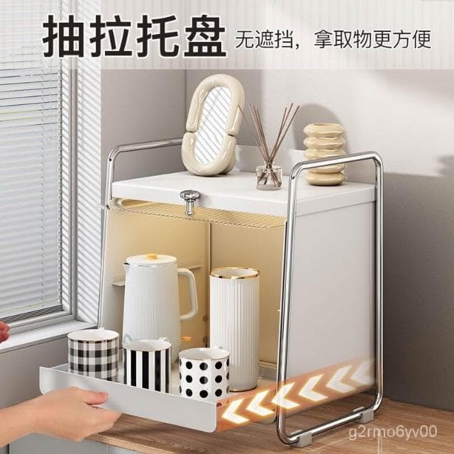 簡約盃子置物架免安裝臺麵雙層盃架茶具咖啡盃防塵可調節儲物架廚房置物架 碗盤瀝水架 廚房收納架 洗碗池收納架 收納架 WE