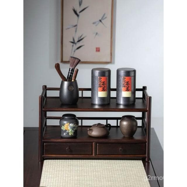 茶具置物架茶杯茶壺架子桌麵小博古架竹製茶葉架茶棚都承盤中式茶杯收納架 晾杯架 杯子置物架 水杯託 JBKB