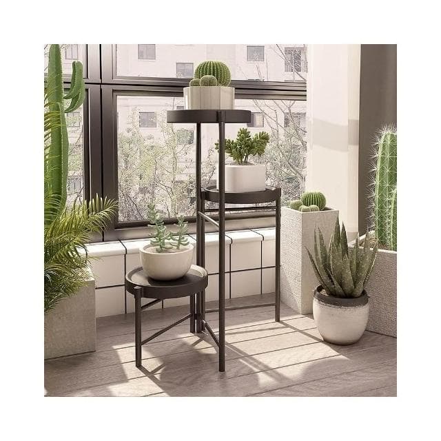 跨境簡易折疊鐵藝花架陽臺室內金屬植物架廠家批發落地小型盆栽架