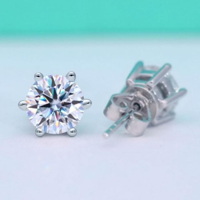 【米蘭精品】現貨+預購 頂級莫桑鑽石耳環925純銀耳環女銀飾(高級感圓形六爪女飾品74lr2)