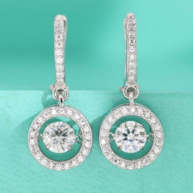 【米蘭精品】現貨+預購 頂級莫桑鑽石耳環925純銀女銀飾(跳動的心圓形耳墜女飾品74lr17)