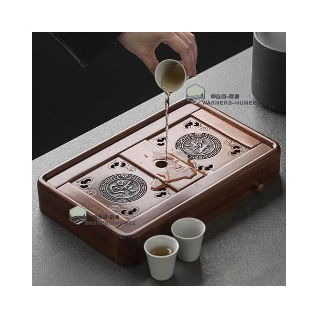 高品質🌟熱銷 家用花梨实木茶盘 办公室小型储水茶托盘 长方形茶台 高档干泡台 茶海 茶託 茶臺 功夫茶具 茶盤
