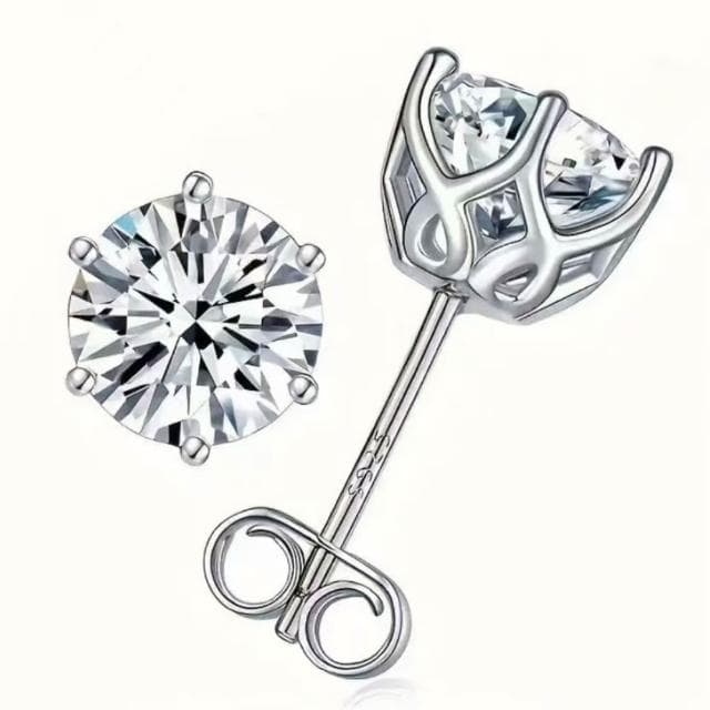 【米蘭精品】現貨+預購 頂級莫桑鑽石耳環925純銀女銀飾(不過敏銀四爪耳針女飾品74lr49)