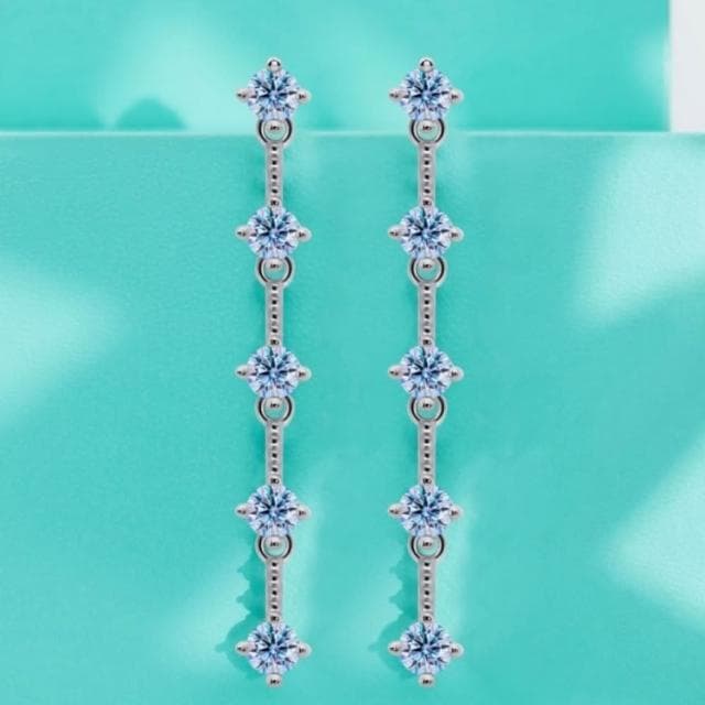 【米蘭精品】現貨+預購 頂級莫桑鑽石耳環925純銀女銀飾(長款流蘇耳針女飾品74lr53)