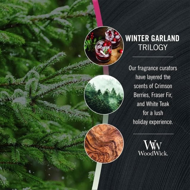 【WoodWick】美國WOODWICK 沙漏蠟燭 9.7oz 【冬季花圈三部曲】WINTER GARLAND TRILOGY 香氛蠟燭