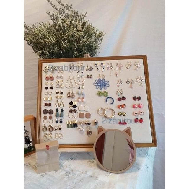 實木相框板 掛墻耳環收納架 女家用首飾架 耳飾收納架 耳釘展示板 首飾展示架 耳釘耳飾項鍊架 飾品展示架