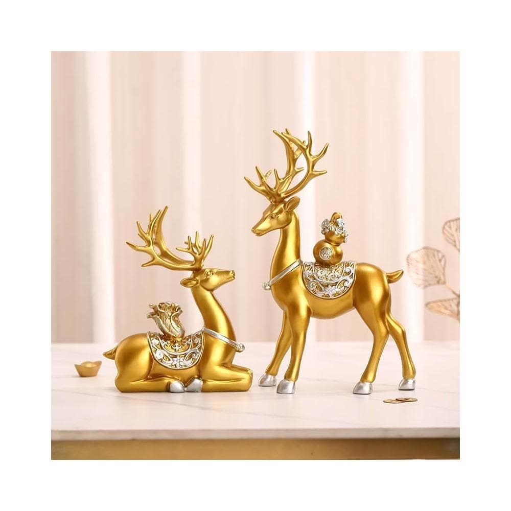 創意招財鹿擺件客廳酒櫃玄關家居擺設電視櫃福鹿裝飾新房喬遷禮物