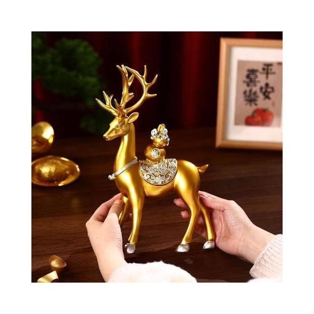 創意招財鹿擺件客廳酒櫃玄關家居擺設電視櫃福鹿裝飾新房喬遷禮物