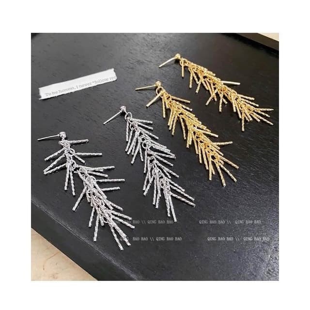 {遇見臻品}BG178禮服耳環金屬流蘇耳環麥穗流蘇耳環瀑布流蘇耳環金屬流蘇誇張耳扣法式復古長版流蘇耳環長款顯臉小耳環