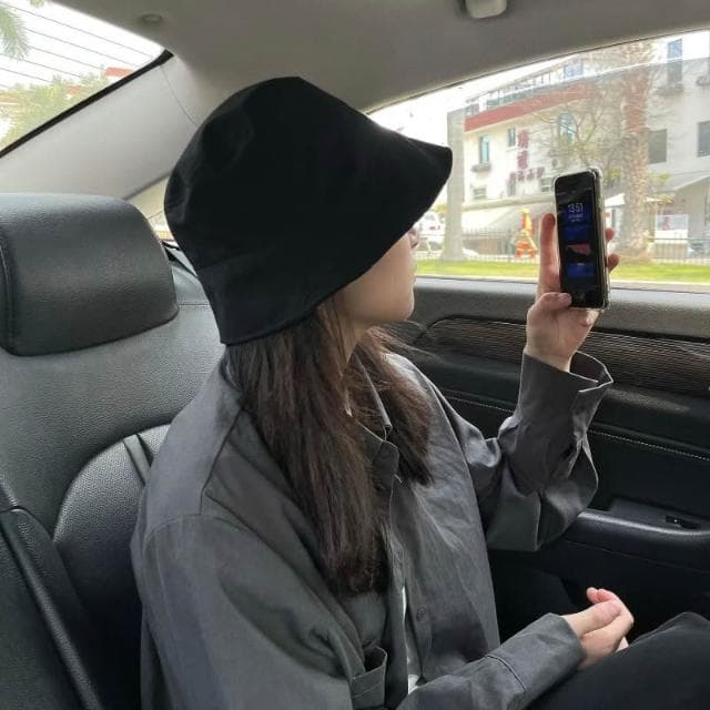 Imanchen黑色漁夫帽男大頭圍大帽檐原創百搭學生日系男士遮陽防曬水桶帽女