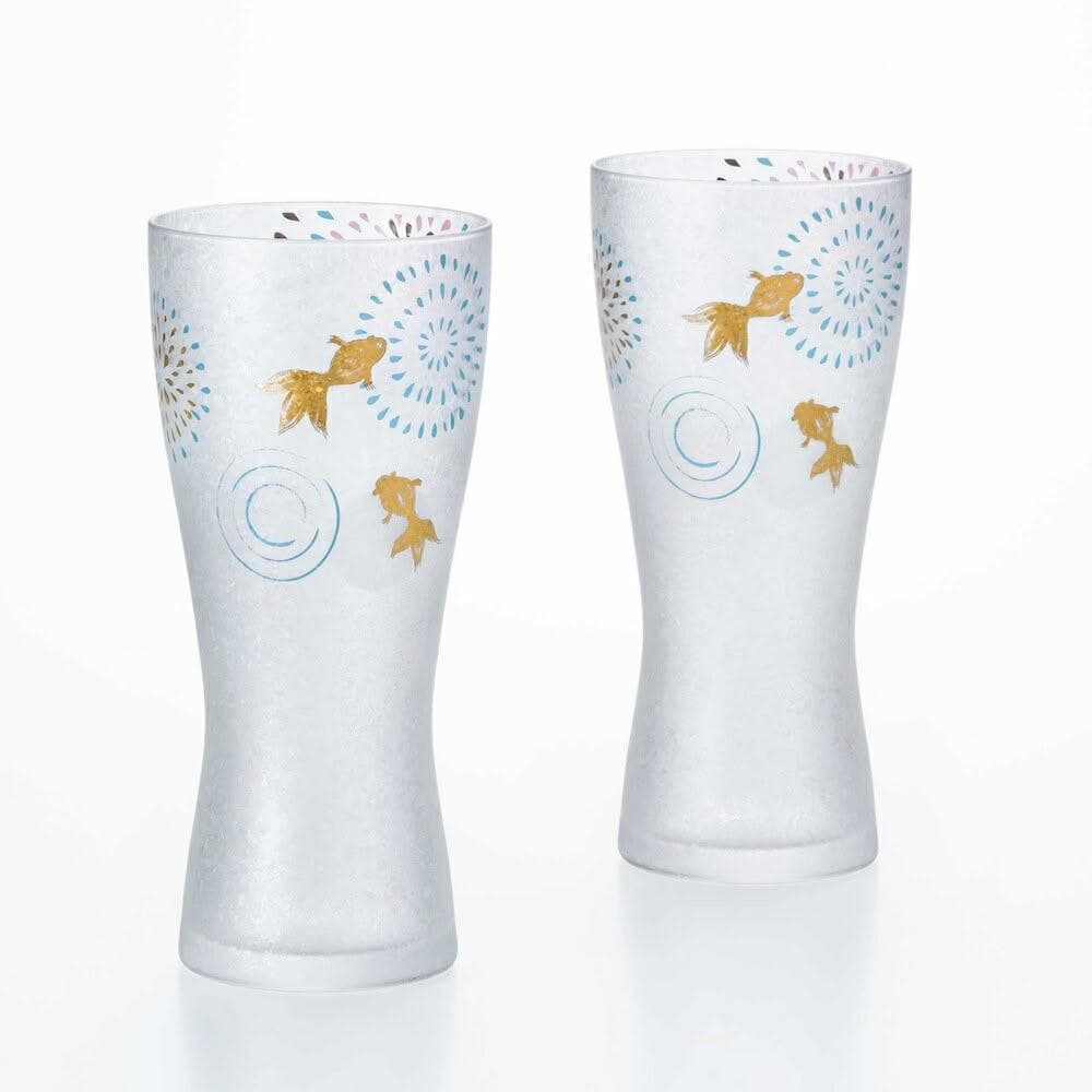 【ADERIA】石塚硝子 花火金魚對杯組 310ml (啤酒杯/玻璃杯/企業採購/商務禮品/婚禮小物)