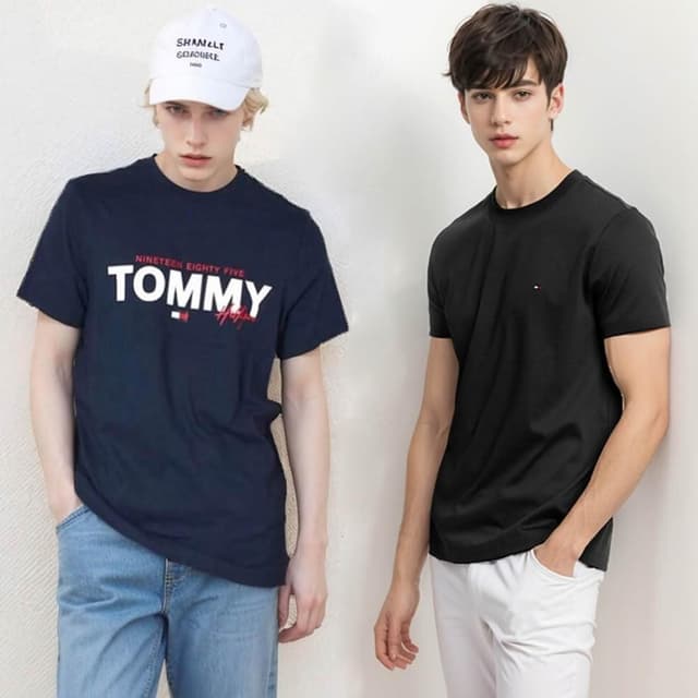 【TOMMY HILFIGER】短袖 上衣 圓領 休閒 刺繡 素T 經典LOGO 情侶裝 男女款