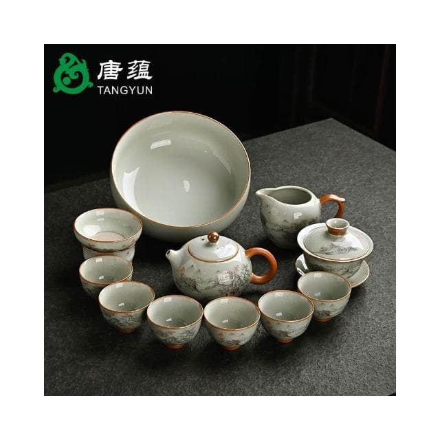 四季風家居 冰種羊脂玉茶壺功夫茶具套組家用辦公室會客陶瓷蓋碗茶杯高級禮盒