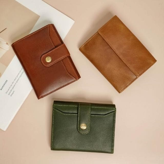 CALTAN DESIGN | 真皮英倫風雙釦式多功能中夾 074351 四色(真皮 中夾 皮夾 錢包)