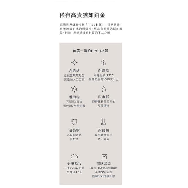 【Simba 小獅王辛巴】蘊蜜鉑金PPSU寬口吸管把手防脹氣奶瓶270ml-學飲適用(多色可選)