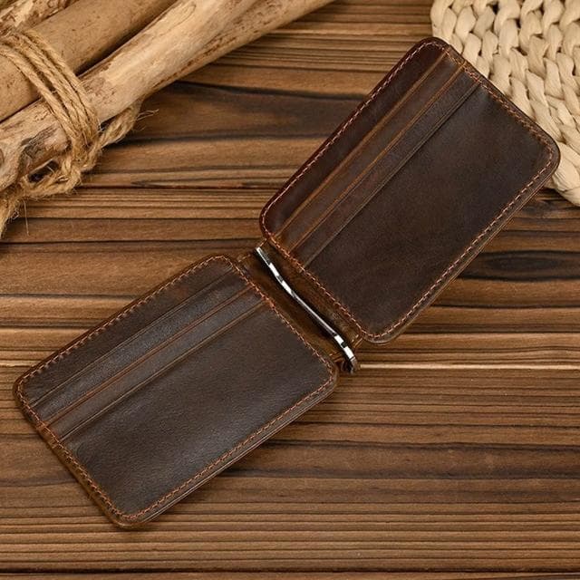 【MoonDy】卡夾 真皮錢包 復古卡夾 頭層牛皮 男生錢包 多卡位 卡片包  