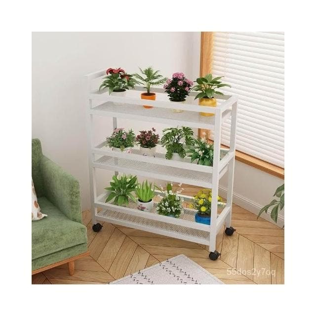 陽臺花架 移動小推車多肉置物架 多層落地式客廳防水鐵藝花盆架室內 花架盆栽架 多肉植物架 陽臺花架 花盆架