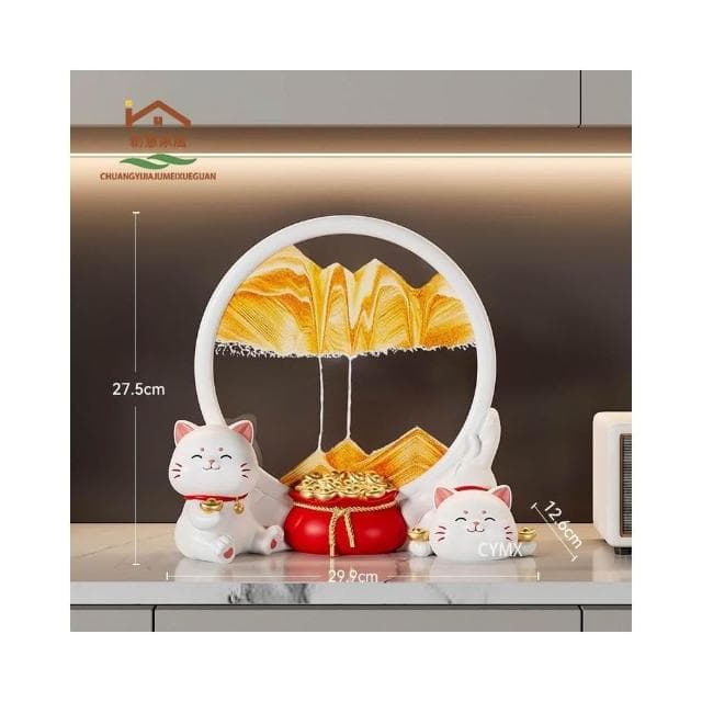 台灣熱賣/高品質  招財貓 客廳裝飾 招財擺飾 流沙畫 入厝禮物 喬遷禮品 玄關擺件  電視櫃擺件 玄關裝飾品 家居飾品