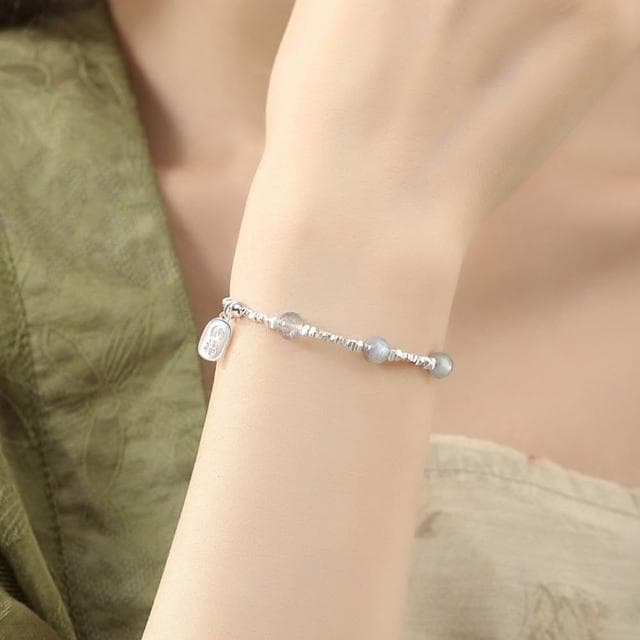 【LEESA】純銀手鍊\手鍊女\招財納福\月光石\S925\飾品\手鍊\禮物