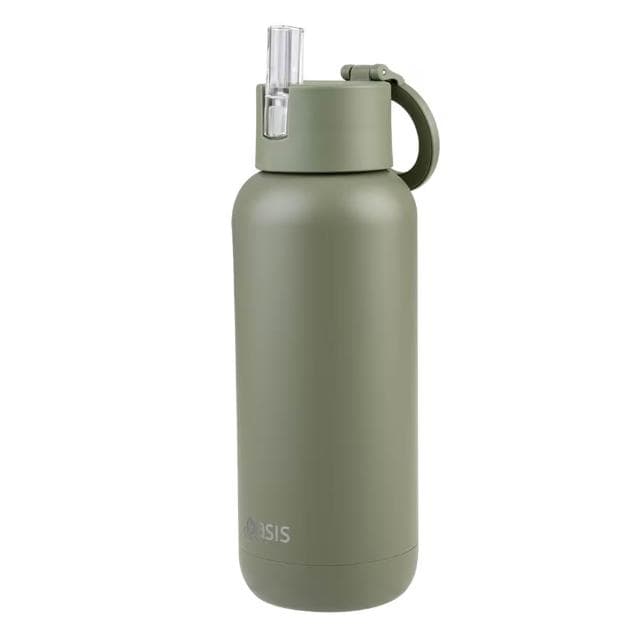 Oasis 三層磁吸陶瓷保溫瓶 1000ml (橄欖綠;保溫杯/水壺/水瓶)