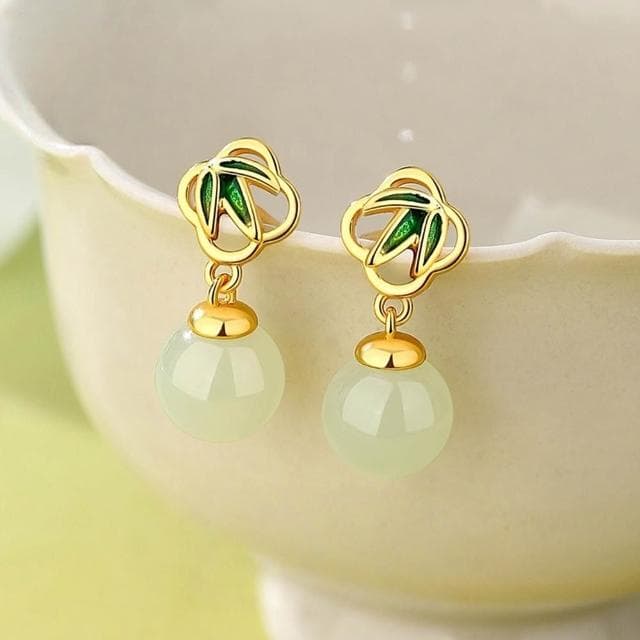 【LEESA】垂墜耳環\和田玉\吊墜\純銀耳環\S925\飾品\耳環\女生耳環