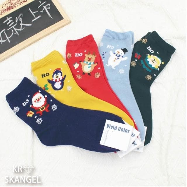 正韓國襪 聖誕襪 節慶襪 中筒襪 聖誕老人 麋鹿襪 雪人襪  植絨襪 聖誕禮物 緹花襪 台灣出貨 台灣賣家