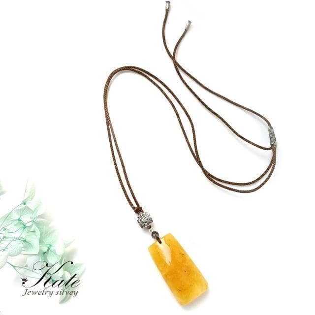 【KATE】銀飾 手工設計小舞獅天然琥珀蜜蠟無事牌項鍊 波羅的海琥珀蜜蠟 植物珀 無事牌蜜蠟 色澤潤美 生日禮物 情人禮物