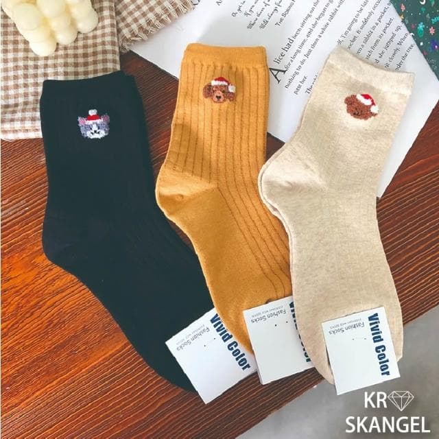 正韓國襪 聖誕襪 節慶襪 中筒襪 聖誕老人襪子 麋鹿襪 白熊襪 小精靈襪 交換禮物襪子 台灣出貨 台灣賣家