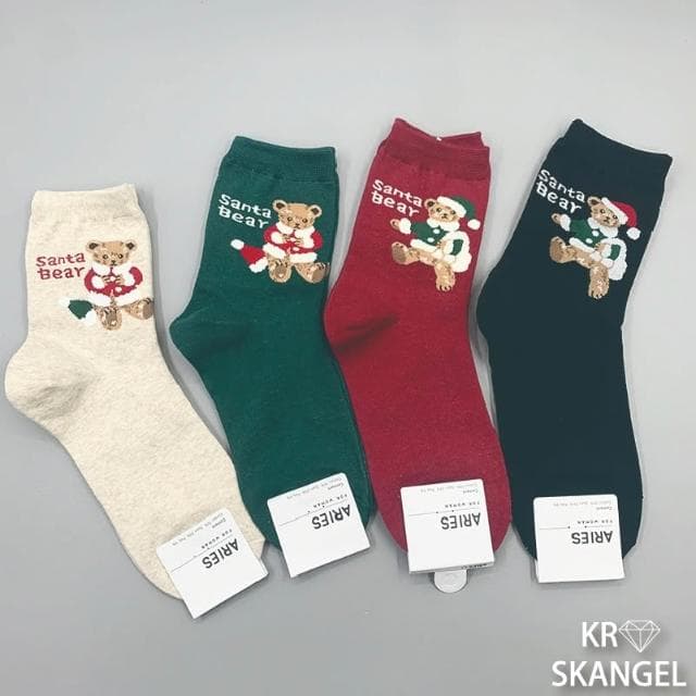 正韓國襪 聖誕襪子 節慶襪子 中筒襪 聖誕老人襪 麋鹿襪 聖誕樹襪子 交換禮物襪 熊熊襪 台灣出貨 台灣賣家