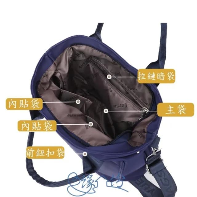 扣式可縮口尼龍側背/手提/手腕兩用包 肩背包 淑女包 單肩包 小方包 情人節禮物【緣份小屋】