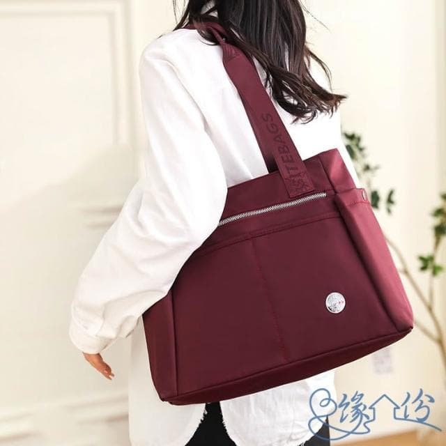 雙側邊袋尼龍托特包 肩背包 手提包 手挽包 時尚包 多功能包 母親節禮物【緣份小屋】