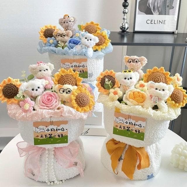 扭扭棒可愛小狗玩偶花束手工成品七夕情人節送女生的生日禮物閨蜜