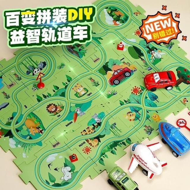 益智拼圖軌道車 拼圖軌道 25件組 拼圖玩具 兒童玩具 趣味玩具 軌道車 拼圖車 拚圖軌道車玩具男孩生日禮物