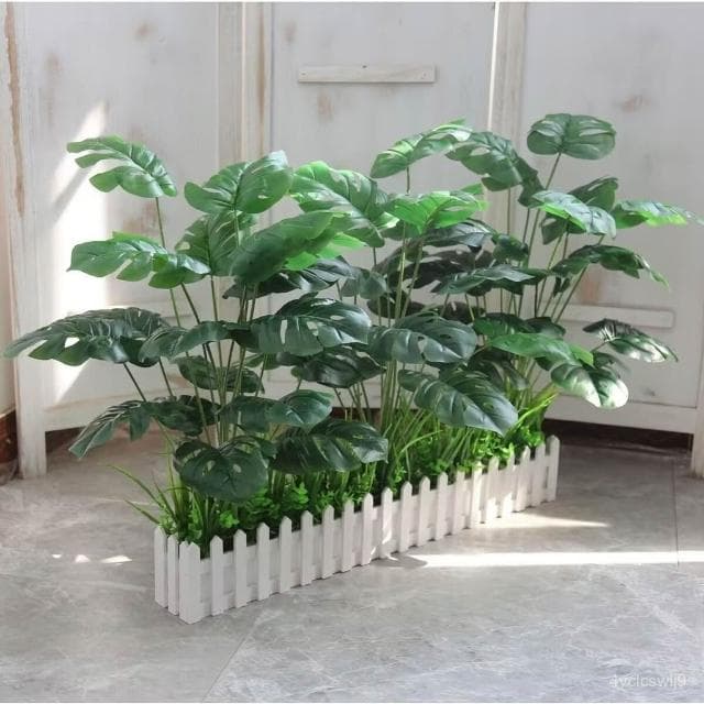 落地仿真大植物盆栽 走廊裝飾假花盆景 花柵欄 飯店裝飾 假樹塑膠