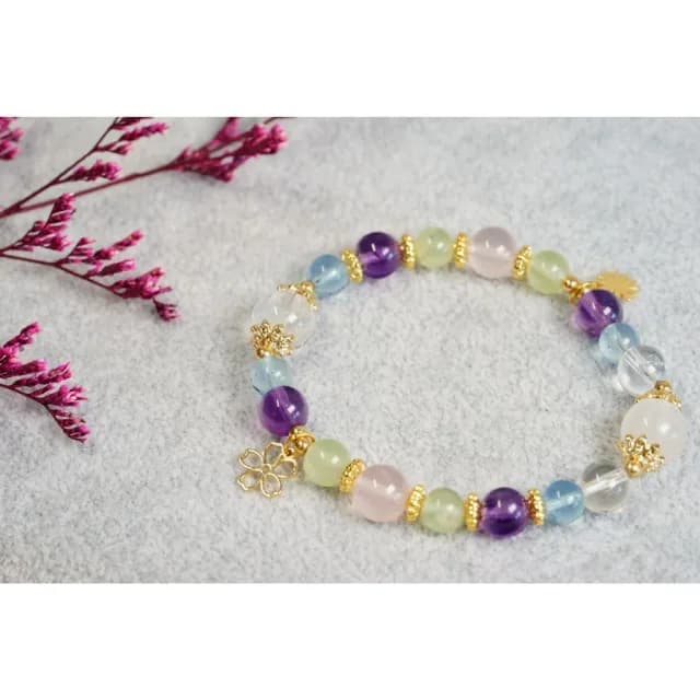  預購款-下單後手作 藍針白水晶 藍月光 粉晶 紫水晶 葡萄石 海藍寶水晶手鍊