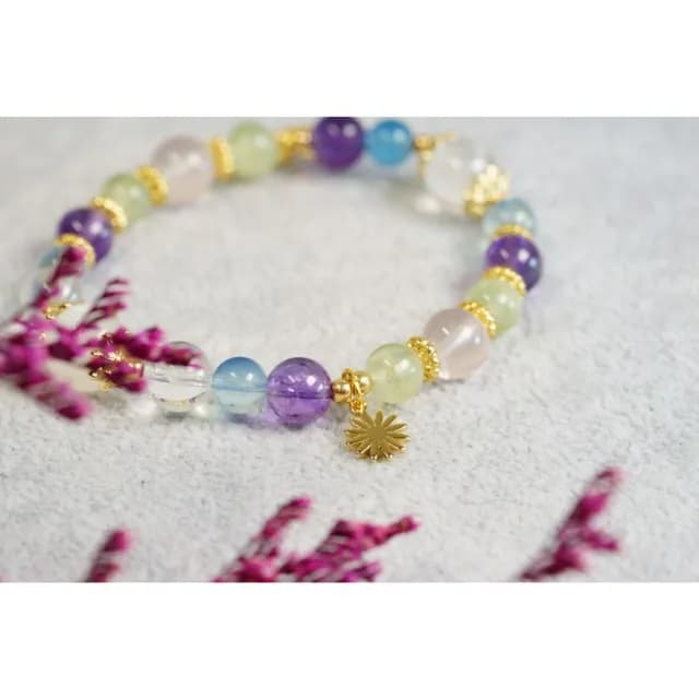  預購款-下單後手作 藍針白水晶 藍月光 粉晶 紫水晶 葡萄石 海藍寶水晶手鍊