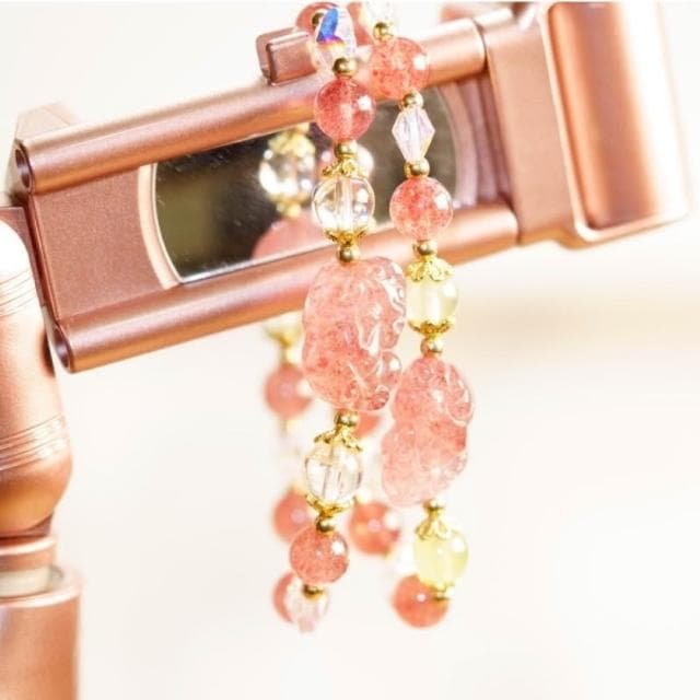  現貨4條 ｜設計款｜天然草莓晶貔貅水晶手鍊 咬錢(開源)、守財(節流)，聚財納福