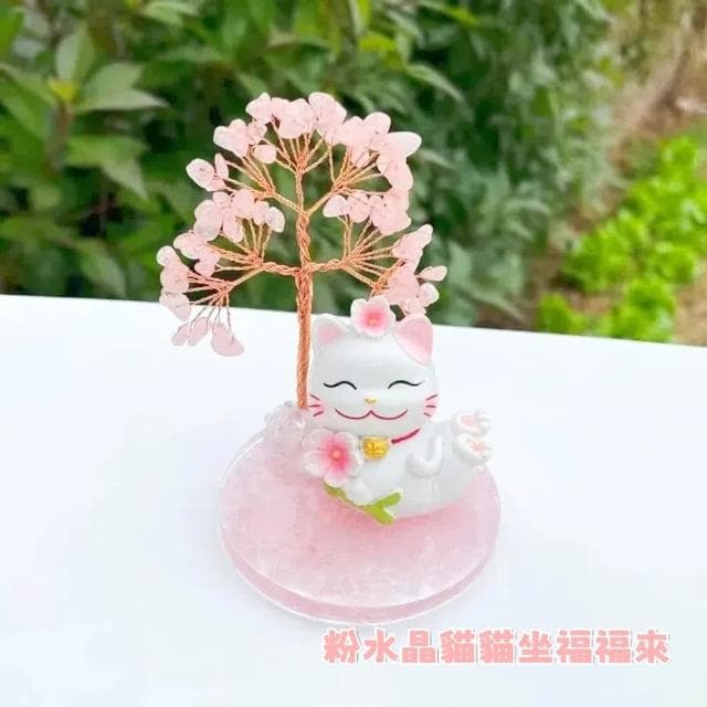 【A&R】開運水晶樹 招財貓款 紫水晶 粉水晶 黃水晶(開業 喬遷 風水 搖錢樹 招桃花 好人緣 聚財 交換禮物)