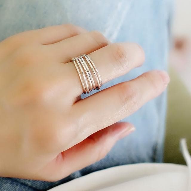 【BLUMA】純銀食指戒 質感寬版線條925純銀戒指 斑駁記憶純銀戒指 可調戒圍 生日情人節禮物 極簡個性韓風