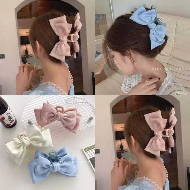 鯊魚夾女髮夾超大蝴蝶結抓夾可愛甜美後腦勺發夾女春夏大號鲨魚發卡高級感頭飾(情人節 聖誕節 生日 髮飾 頭飾 髮夾 禮物)