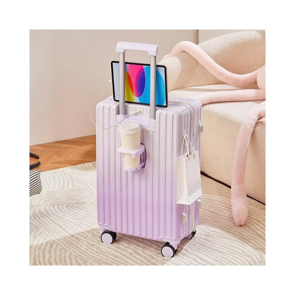 逆主流 26吋漸變行李箱高CP值掛勾設計 20吋隨身登機箱 TSA海關鎖多功能拉桿箱水杯架28寸 ABS+PC旅行箱