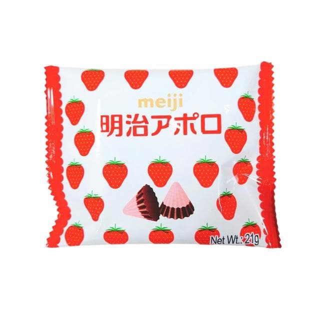 【Meiji 明治】阿波羅草莓可可粒 21公克 24包 ( 草莓 巧克力 可可 雙色巧克力 雙色可可 隨手包)