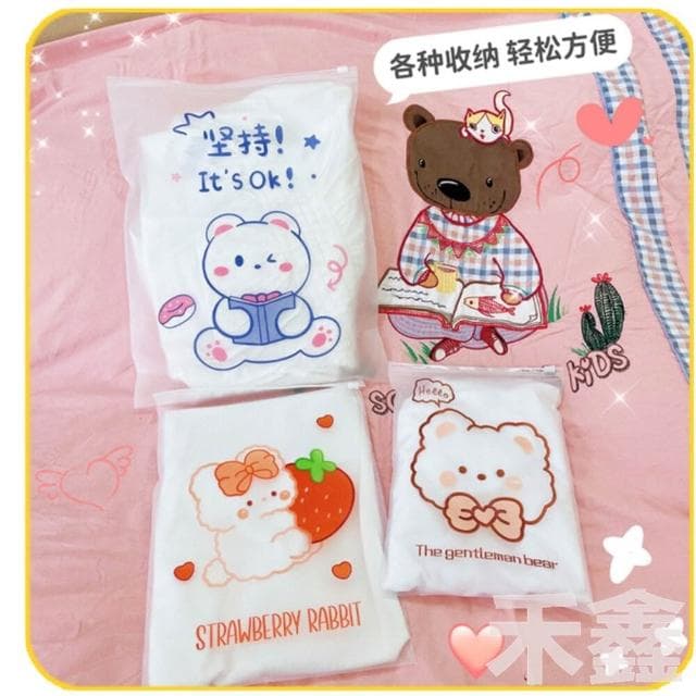 可愛卡通衣物收納袋/防水收納袋/旅行收納袋/防塵袋/拉鍊袋/磨砂透明旅行夾鏈袋/防水袋