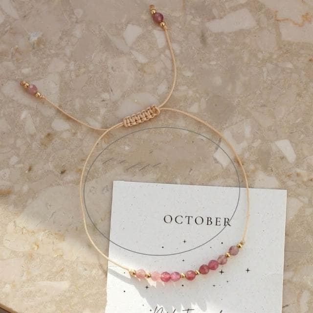 【開運堂】現貨🔥手工編繩天然水晶細手鍊 月份幸運手繩生辰半寶石混穿銅珠手工串珠手鍊女時尚百搭手工編織手繩水晶手鍊